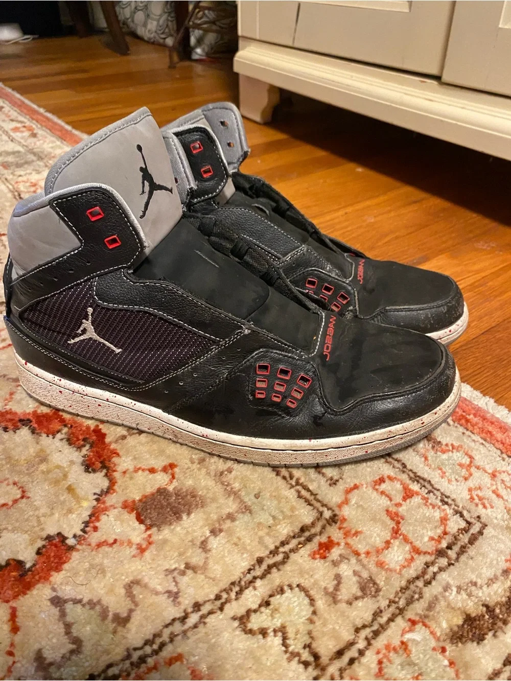 Jordan Men’s Black, Gray and Red High-Top Sneakers